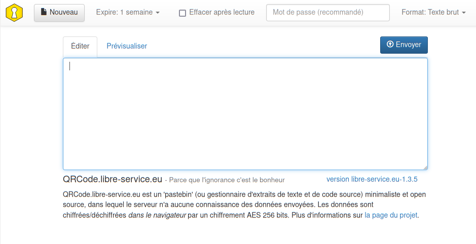 Copie d'écran de paste.libre-service.eu